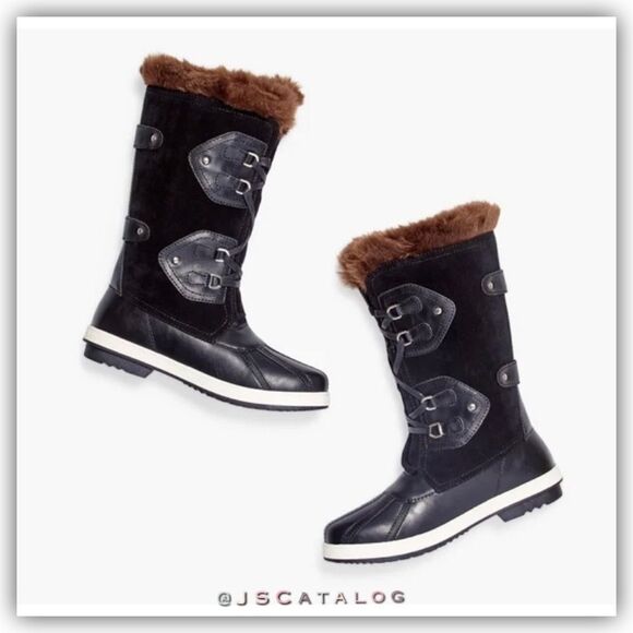 Marley Lace Up Faux Fur Snow Winter Boots In Black Size 7 - Picture 5 of 6